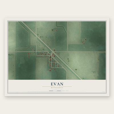 Evan, Minnesota map print, the full design