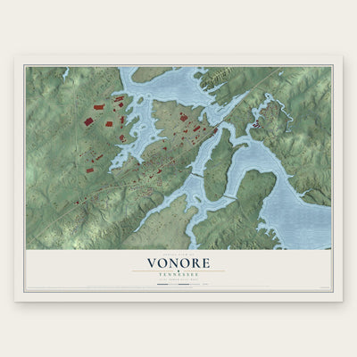 Vonore, Tennessee map print, the full design