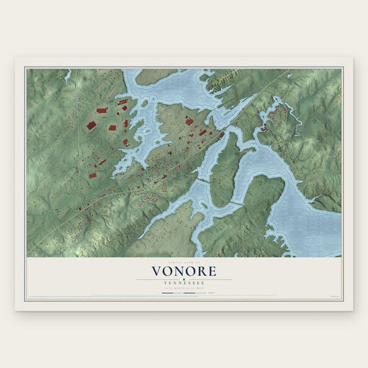 Vonore, Tennessee map print, the full design