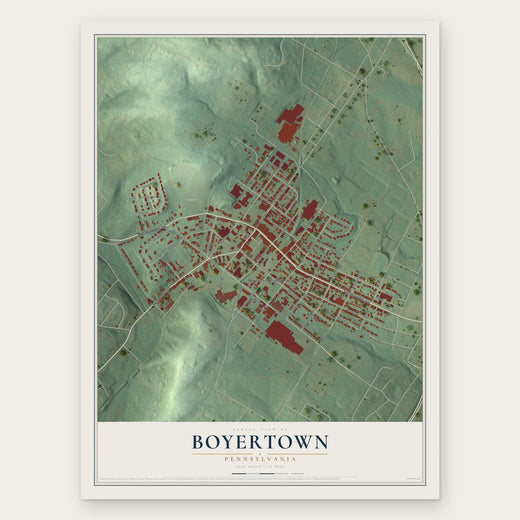 Boyertown, Pennsylvania map print, the full design