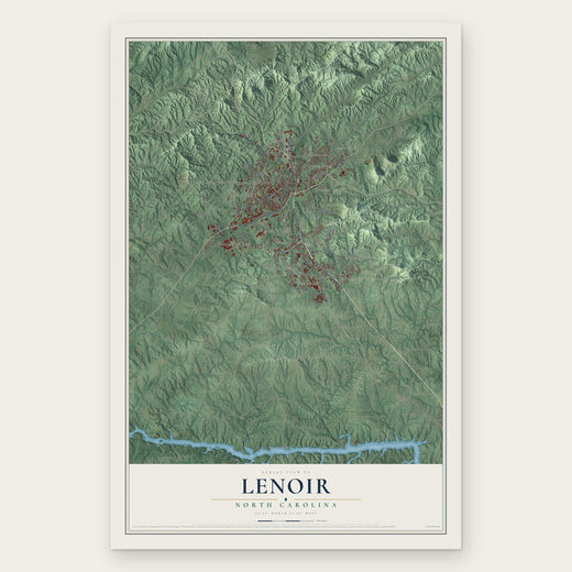 Lenoir, North Carolina map print, the full design