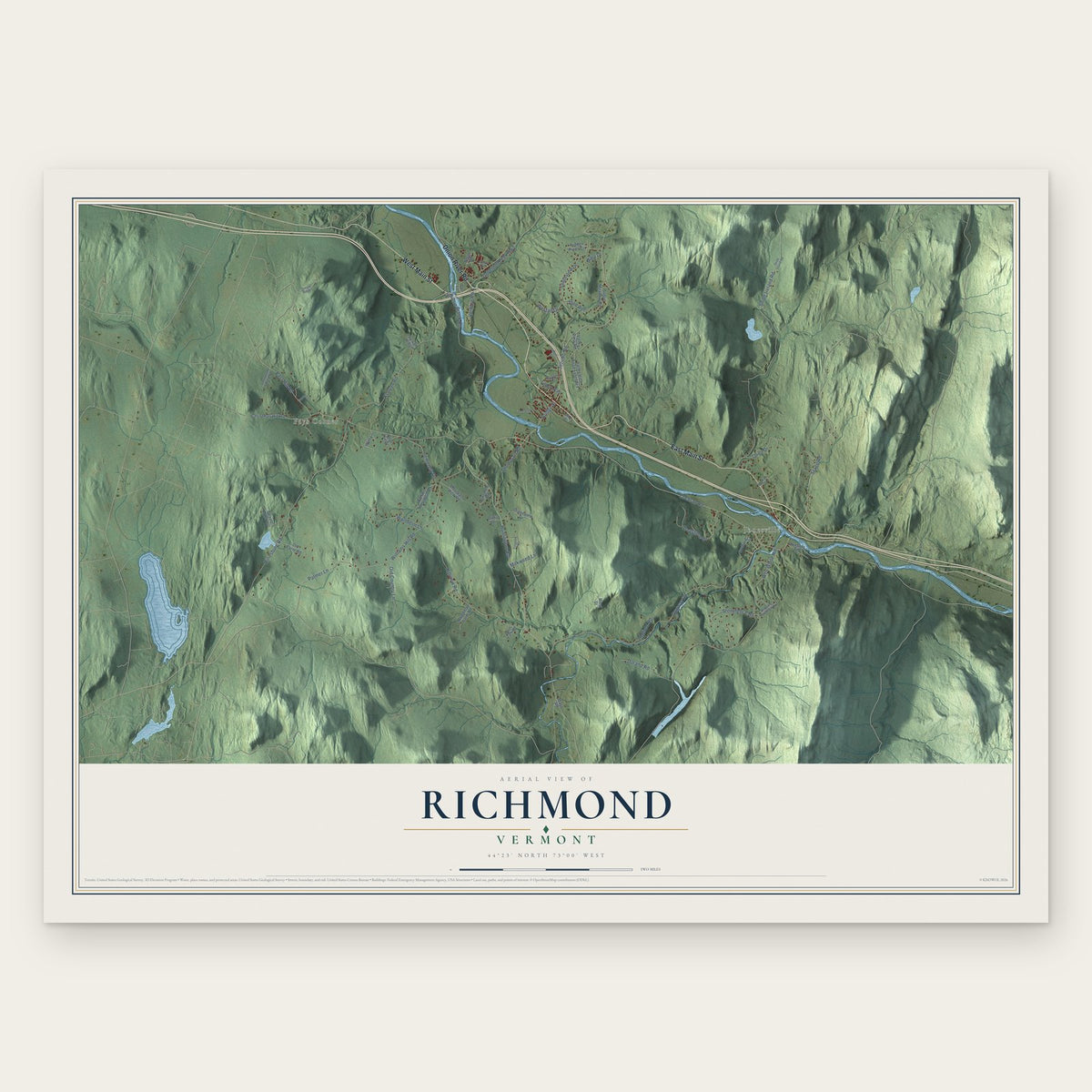 Richmond, Vermont map print, the full design