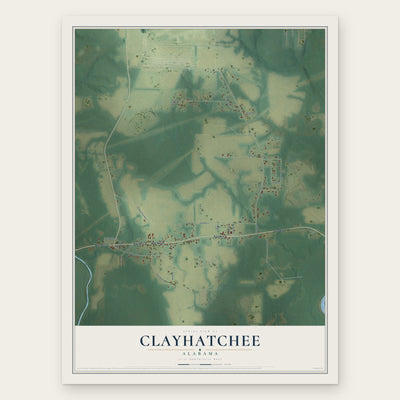 Clayhatchee, Alabama map print, the full design