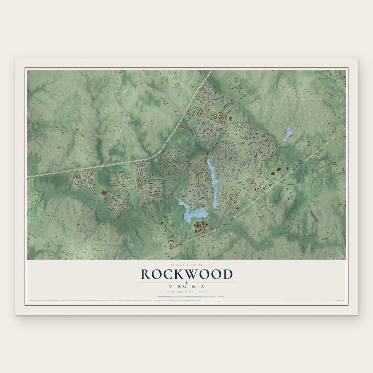Rockwood, Virginia map print, the full design