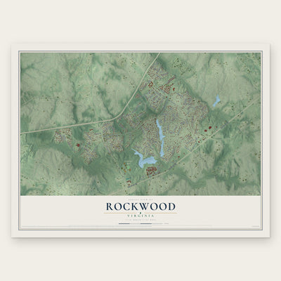 Rockwood, Virginia map print, the full design