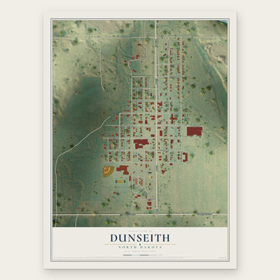 Dunseith, North Dakota map print, the full design