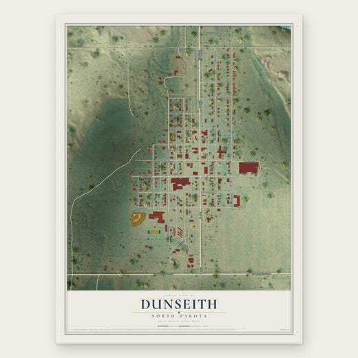 Dunseith, North Dakota map print, the full design