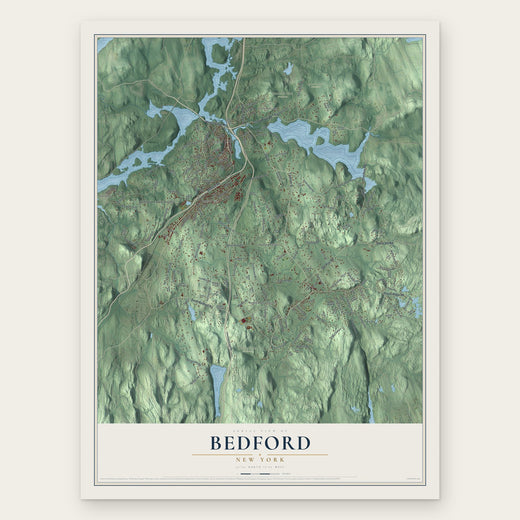 Bedford, New York map print, the full design