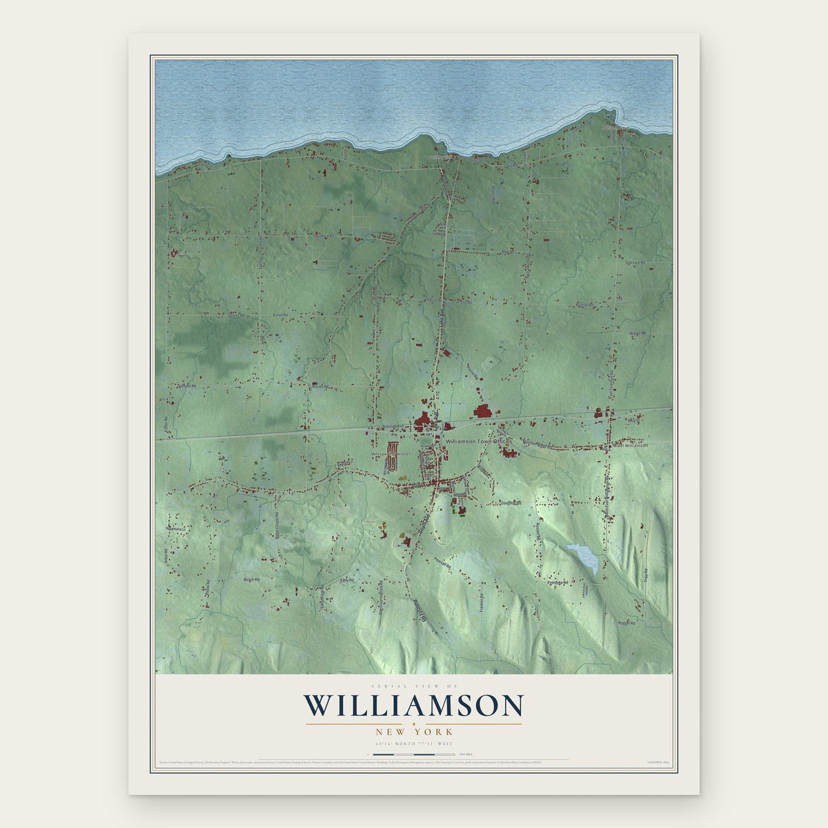 Williamson, New York map print, the full design
