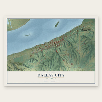 Dallas City, Illinois map print, the full design