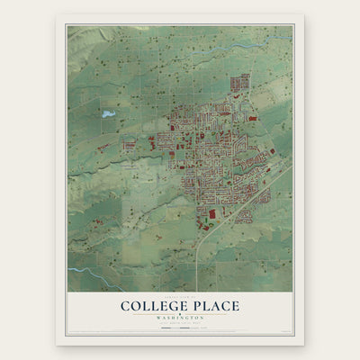 College Place, Washington map print, the full design