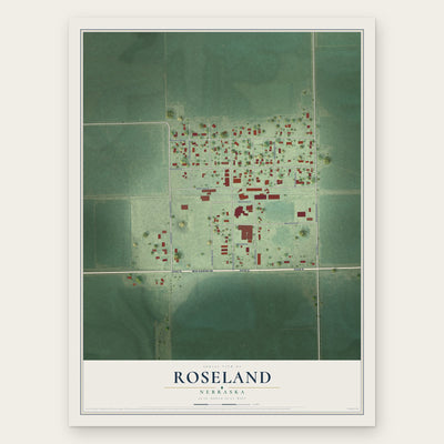 Roseland, Nebraska map print, the full design