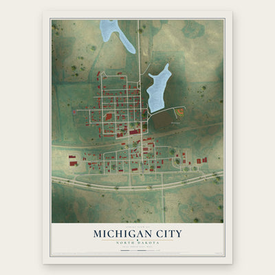 Michigan City, North Dakota map print, the full design