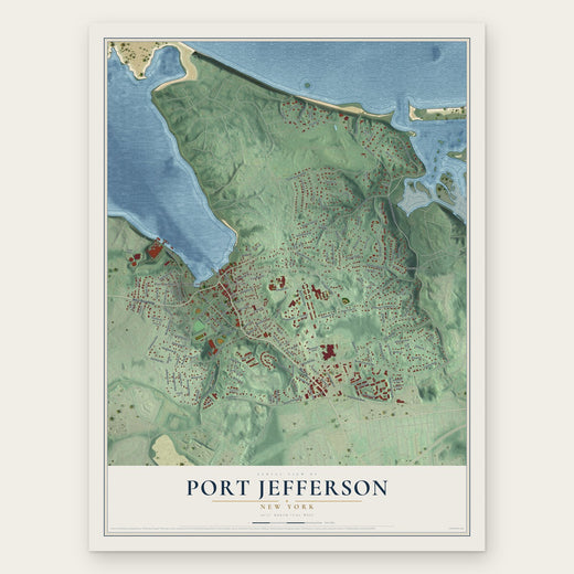 Port Jefferson, New York map print, the full design