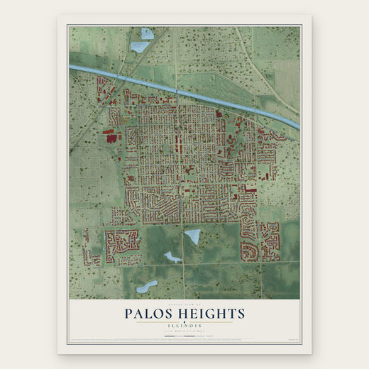 Palos Heights, Illinois map print, the full design