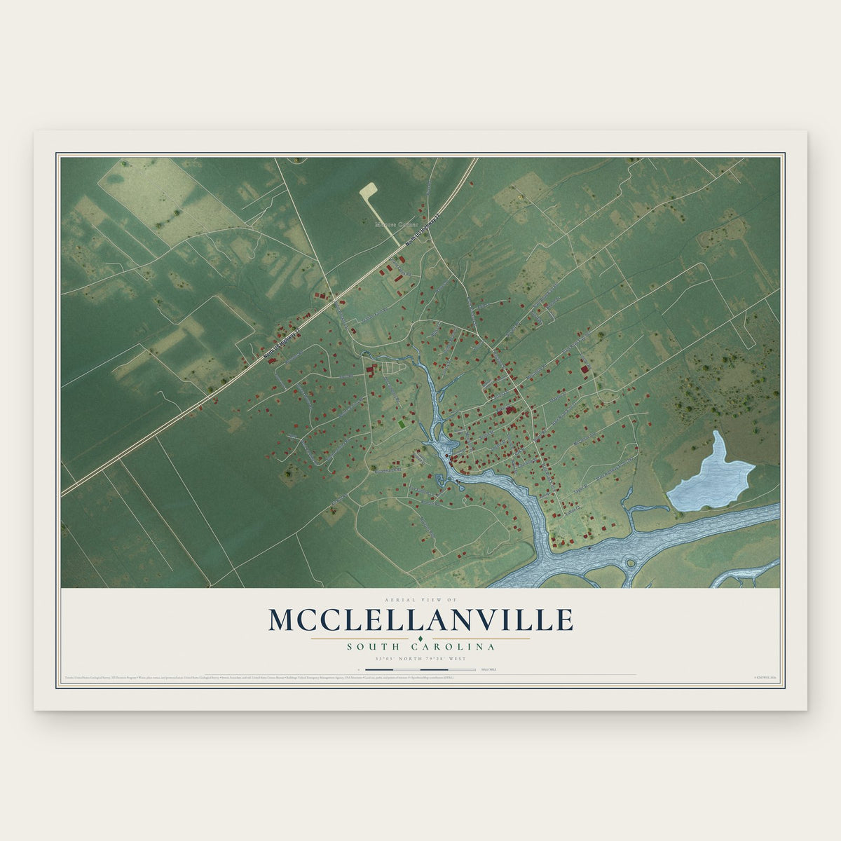 McClellanville, South Carolina map print, the full design