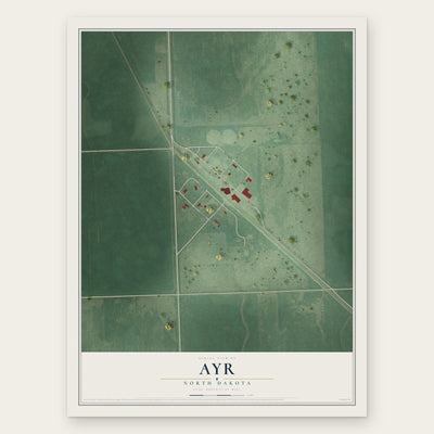 Ayr, North Dakota map print, the full design