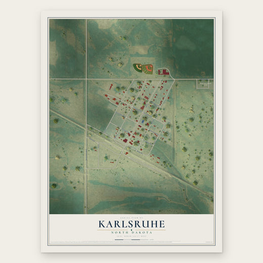 Karlsruhe, North Dakota map print, the full design