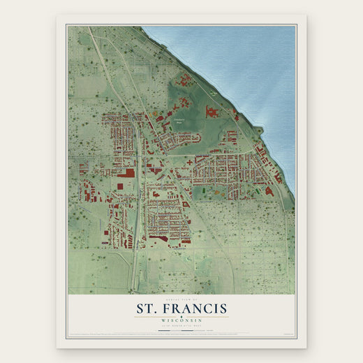 St. Francis, Wisconsin map print, the full design