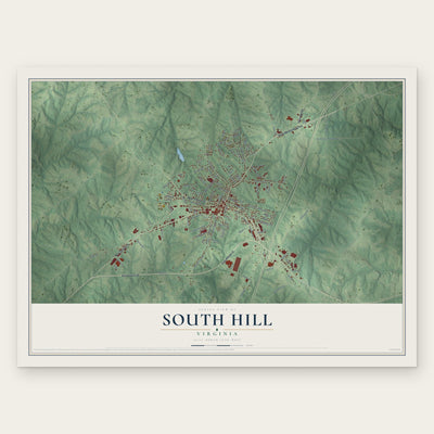 South Hill, Virginia map print, the full design