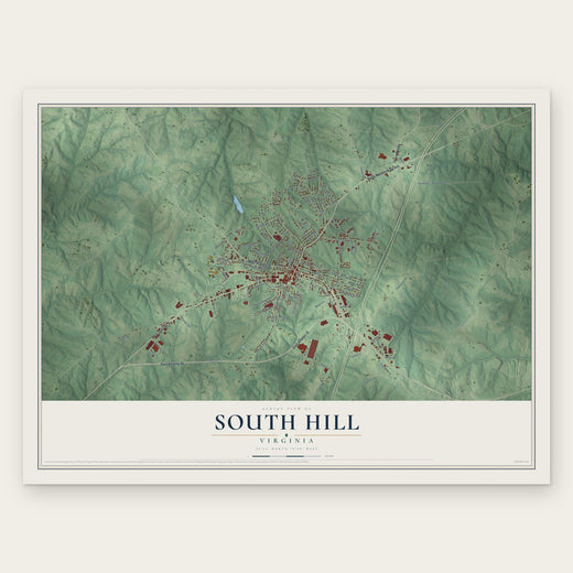 South Hill, Virginia map print, the full design