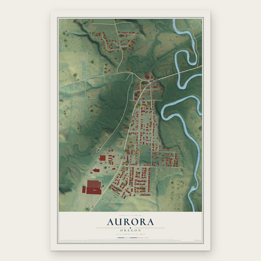 Aurora, Oregon map print, the full design