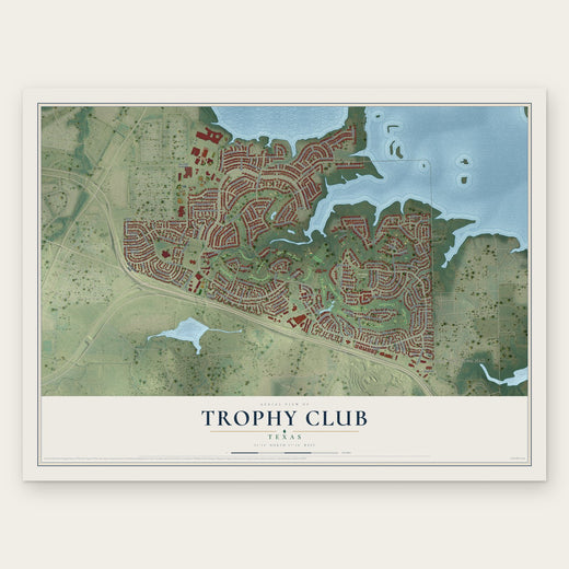 Trophy Club, Texas map print, the full design