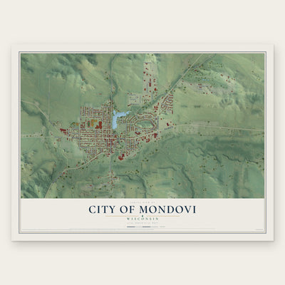 Mondovi, Wisconsin map print, the full design