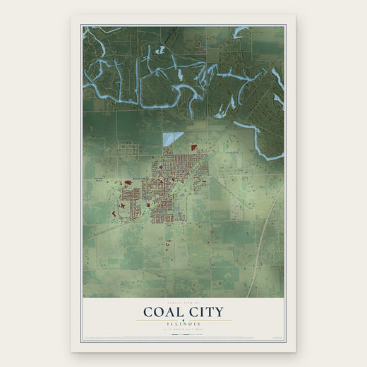 Coal City, Illinois map print, the full design