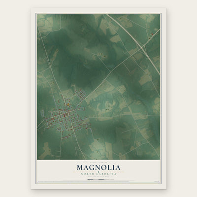 Magnolia, North Carolina map print, the full design