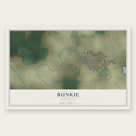 Bunkie, Louisiana map print, the full design