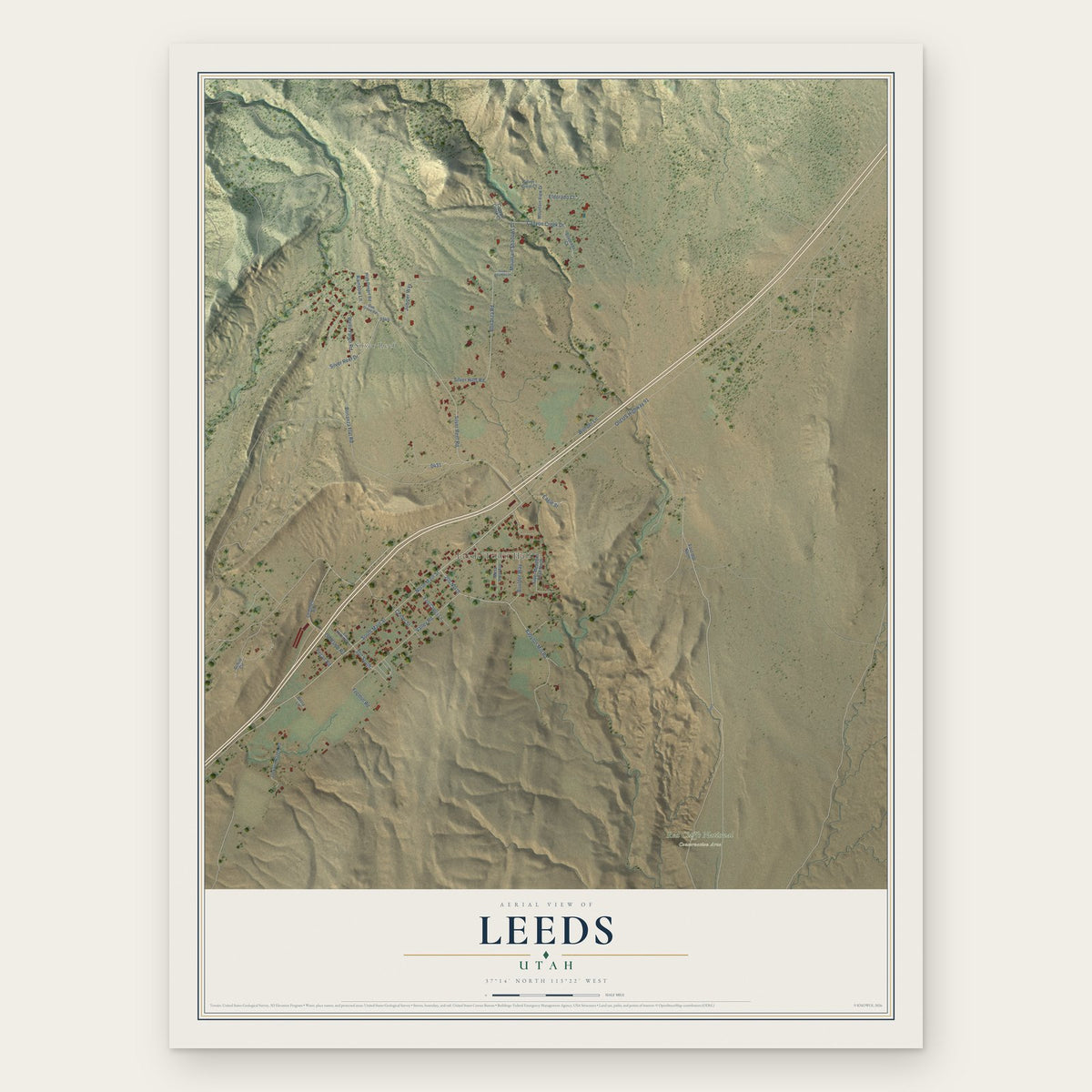 Leeds, Utah map print, the full design