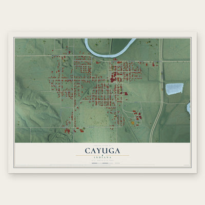 Cayuga, Indiana map print, the full design