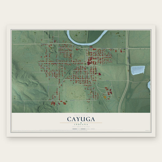 Cayuga, Indiana map print, the full design