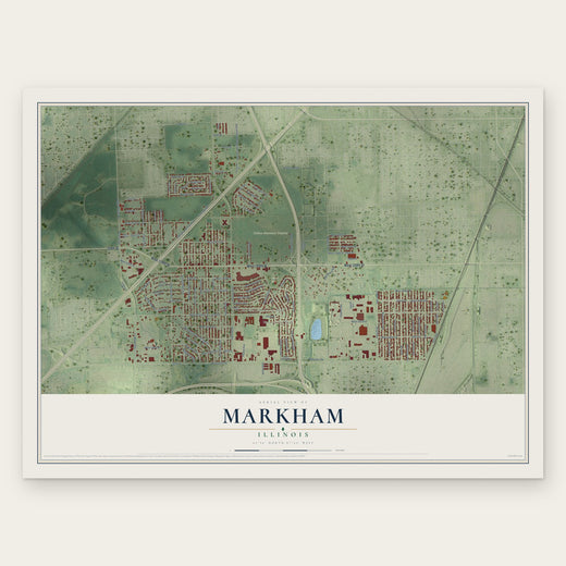 Markham, Illinois map print, the full design