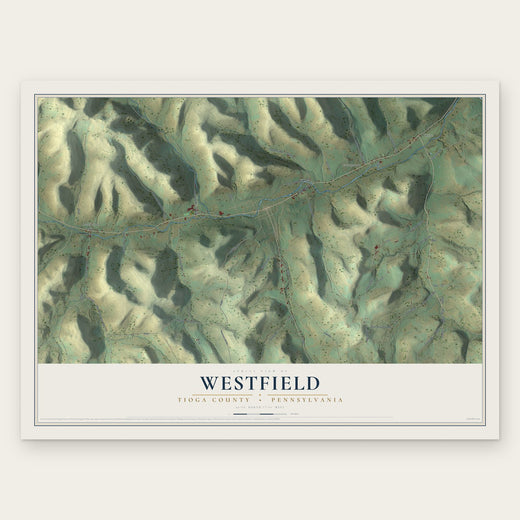 Westfield, Tioga County, Pennsylvania map print, the full design