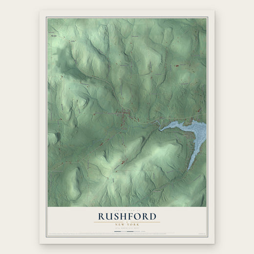 Rushford, New York map print, the full design