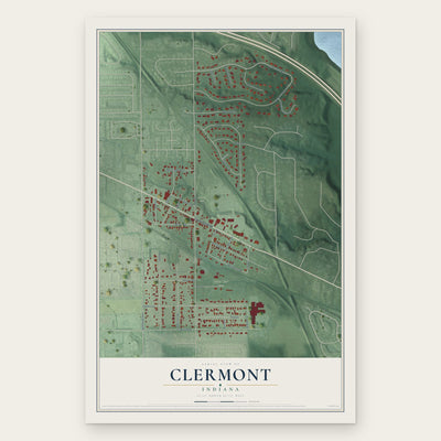 Clermont, Indiana map print, the full design