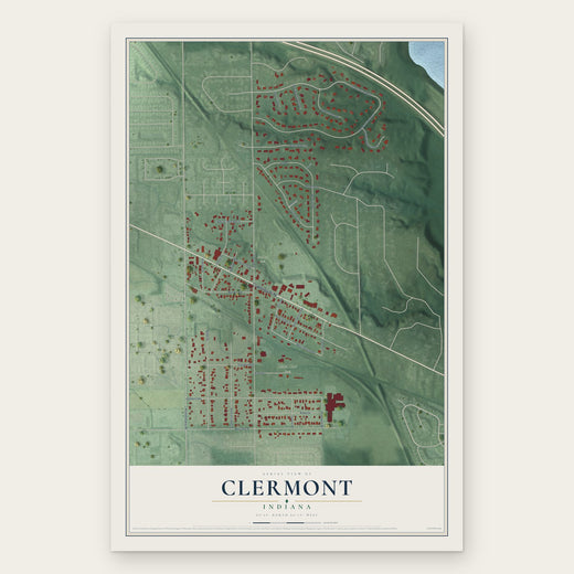 Clermont, Indiana map print, the full design