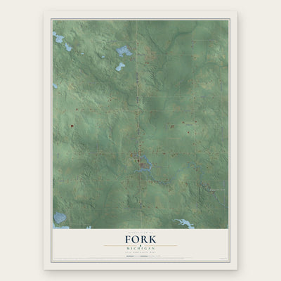 Fork, Michigan map print, the full design