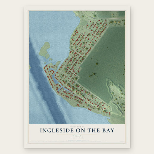 Ingleside on the Bay, Texas map print, the full design