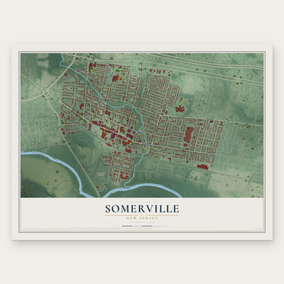 Somerville, New Jersey map print, the full design