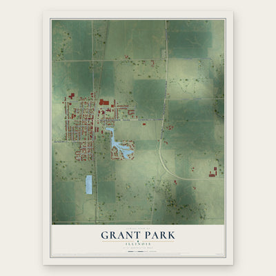 Grant Park, Illinois map print, the full design