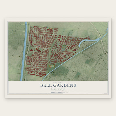 Bell Gardens, California map print, the full design