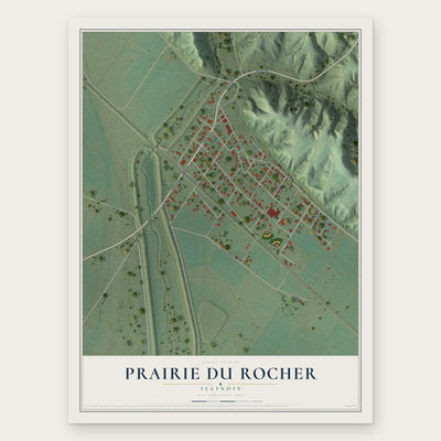 Prairie du Rocher, Illinois map print, the full design