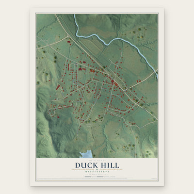 Duck Hill, Mississippi map print, the full design