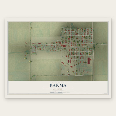 Parma, Missouri map print, the full design