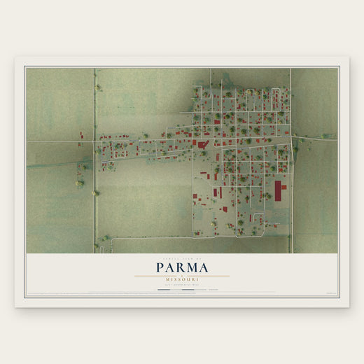Parma, Missouri map print, the full design