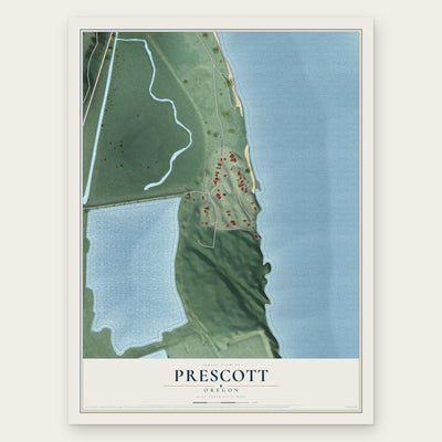 Prescott, Oregon map print, the full design