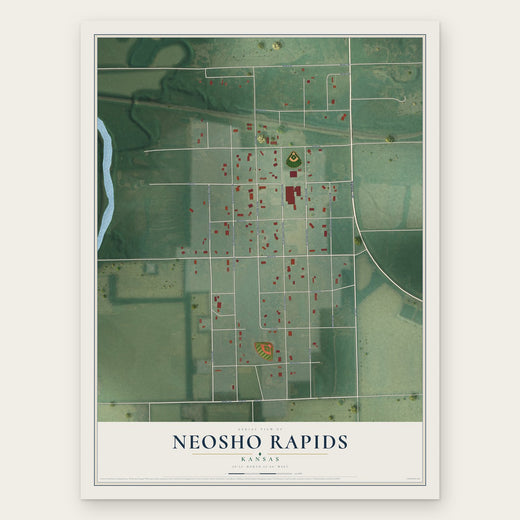 Neosho Rapids, Kansas map print, the full design